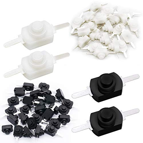 TWTADE 30 PCS DC 30V 1A Mini Self Locking SPST Tactile Push Button Switch On Off?for Torch Flashlight Light Lamp Wall Outlet White and Black DIY Electronics Accessories KAN15