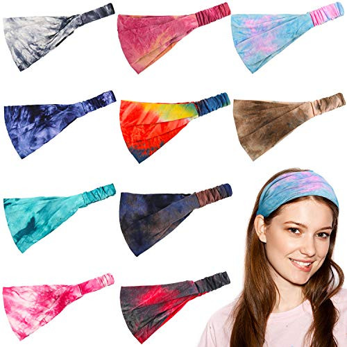 10 Pieces Tie Dye Bandana Headbands for Women Wide Elastic Boho Headbands Vintage Yoga Sports Hairbands Stretchy Cotton Turban Headwraps for Women Girls 2 Styles 10 Pieces Tie Dye Bandana Headbands for Women Wide Elastic Boho Headbands Vintage Yoga Sports Hairbands Stretchy Cotton Turban Headwraps for Women Girls 2 Styles