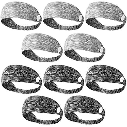 10 Pieces Button Headbands Elastic Button Hairbands Nonslip Yoga Sports Workout Turban Headwrap Stretchy Ear Protection Holder Headband for Women Girls Grey and Black 10 Pieces Button Headbands Elastic Button Hairbands Nonslip Yoga Sports Workout Turban Headwrap Stretchy Ear Protection Holder Headband for Women Girls Grey and Black