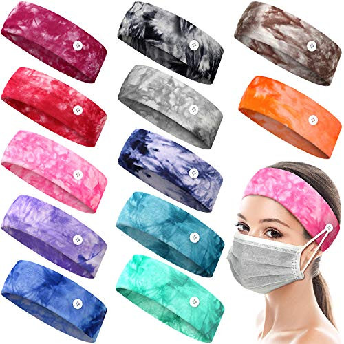 12 Pieces Elastic Cotton Headbands Tie Dye Headband with Buttons Wide Tie Dye Bandana Headbands Yoga Sports Hairband Headwrap for Men Women Ear Protection Mixed Colors 12 Pieces Elastic Cotton Headbands Tie Dye Headband with Buttons Wide Tie Dye Bandana Headbands Yoga Sports Hairband Headwrap for Men Women Ear Protection Mixed Colors