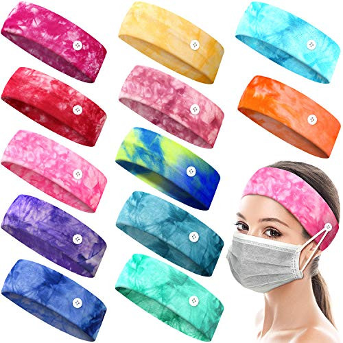 12 Pieces Elastic Cotton Headbands Tie Dye Headband with Buttons Wide Tie Dye Bandana Headbands Yoga Sports Hairband Headwrap for Men Women Ear Protection Bright Colors 12 Pieces Elastic Cotton Headbands Tie Dye Headband with Buttons Wide Tie Dye Bandana Headbands Yoga Sports Hairband Headwrap for Men Women Ear Protection Bright Colors