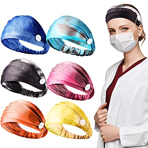 6 Pieces Tie Dye Headband with Buttons Wide Tie Dye Bandana Headbands Elastic Buttons Headbands Nonslip Yoga Sports Headband for Women Men Running Sports Travel Fitness Assorted Color 6 Pieces Tie Dye Headband with Buttons Wide Tie Dye Bandana Headbands Elastic Buttons Headbands Nonslip Yoga Sports Headband for Women Men Running Sports Travel Fitness Assorted Color