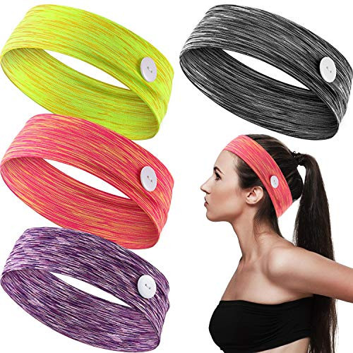 4 Pieces Elastic Buttons Headbands Yoga Sports Hairbands with Buttons Wide Nonslip Headband for Nurses Doctors Women Men Sports Running Travel Fitness Black Purple Fluorescent Green Orange 4 Pieces Elastic Buttons Headbands Yoga Sports Hairbands with Buttons Wide Nonslip Headband for Nurses Doctors Women Men Sports Running Travel Fitness Black Purple Fluorescent Green Orange