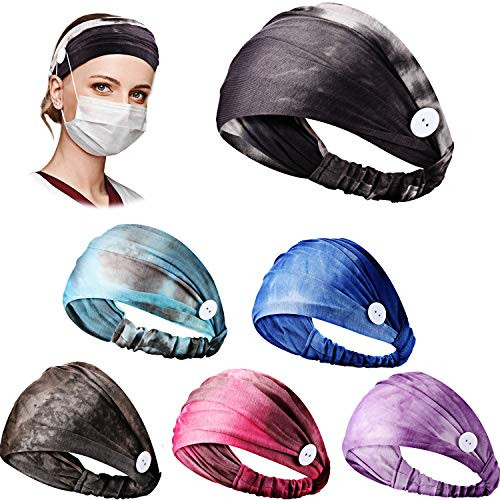 6 Pieces Tie Dye Headband with Buttons Wide Tie Dye Bandana Headbands Elastic Buttons Headbands Nonslip Yoga Sports Headband for Women Men Running Sports Travel Fitness Multiple Color 6 Pieces Tie Dye Headband with Buttons Wide Tie Dye Bandana Headbands Elastic Buttons Headbands Nonslip Yoga Sports Headband for Women Men Running Sports Travel Fitness Multiple Color