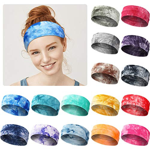 16 Pieces Tie Dye Headbands Stretchy Cotton Hairbands Elastic Yoga Sports Headbands for Women Girls Adults 16 Colors 16 Pieces Tie Dye Headbands Stretchy Cotton Hairbands Elastic Yoga Sports Headbands for Women Girls Adults 16 Colors