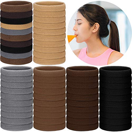 200 Pieces Seamless Cotton Hair Ties Thick Elastic Hair Bands Soft Stretchy Ponytail Holders for Women Girls Neutral Color 200 Pieces Seamless Cotton Hair Ties Thick Elastic Hair Bands Soft Stretchy Ponytail Holders for Women Girls Neutral Color