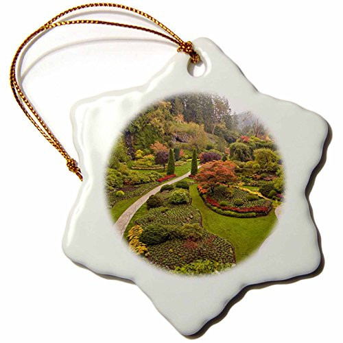 3dRose orn_72347_1 The Sunken Garden, Butchart Gardens, Victoria, Bc-Cn02 Sws0014-Stuart Westmorland-Snowflake Ornament, Porcelain, 3-Inch