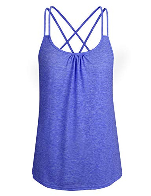 ZKHOECR Summer Tops for Women Ladies Sports Casual Clothes Sleeveless Cute Cami Shirts Juniors Flowy Maternity Tunic Tanks to Wear with Leggings 2019 Fashion Blue M
