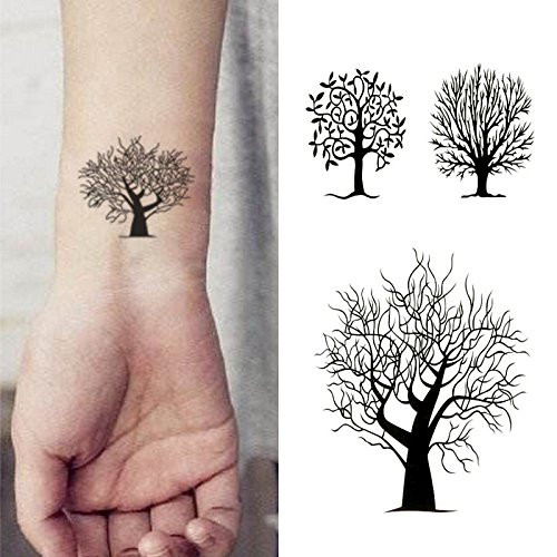 Oottati Small Cute Temporary Tattoo Tree Totem 2 Sheets