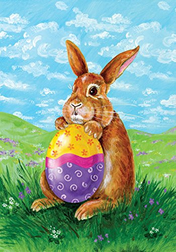 Toland Home Garden Eggstatic 28 x 40 Inch Decorative Spring Easter Bunny Rabbit Painted Egg Flower House Flag