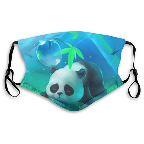 Fillter Face Cloth For anyonemens and womensCute cartoon bubbling bamboo panda in the ocean?Cold Mouth Dustproof Double Protection