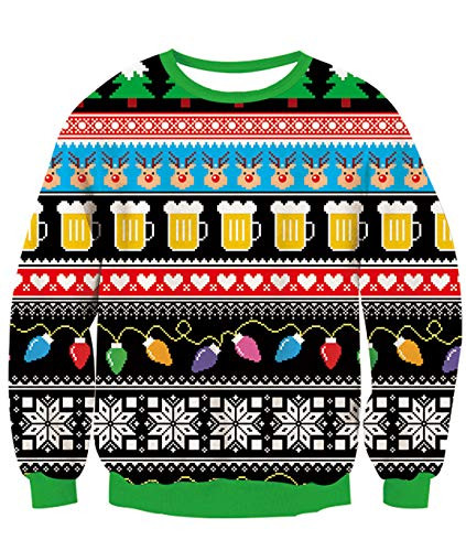 Women Mens Ugly Christmas Sweatshirt Novelty Light Circle Coil Xmas Sweater Pullover Tops Clothing for Festival Party XL