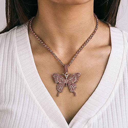 Simsly Fashion Crystal Short Necklace Rose Gold Butterfly Pendant Necklace Chain Jewelry for Women and Girls Simsly Fashion Crystal Short Necklace Rose Gold Butterfly Pendant Necklace Chain Jewelry for Women and Girls