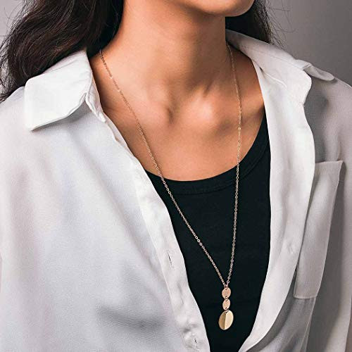 Bomine Simple Long Necklace Chain Circle Pendant Necklaces Disc Jewelry Chains Gold for Women and Girls Gold Bomine Simple Long Necklace Chain Circle Pendant Necklaces Disc Jewelry Chains Gold for Women and Girls Gold