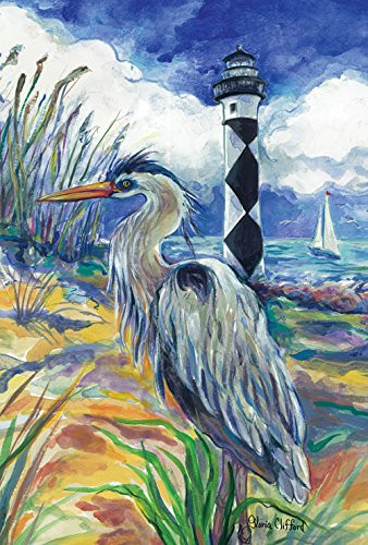 Toland Home Garden Lighthouse Heron 28 x 40 Inch Decorative Summer Beach Bird Sea Shore House Flag
