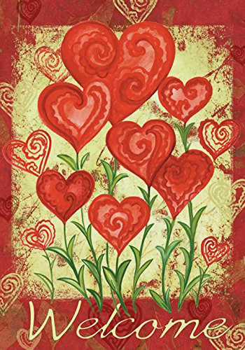 Toland Home Garden Garden Hearts 28 x 40 Inch Decorative Love Valentine Day Welcome House Flag - 102585