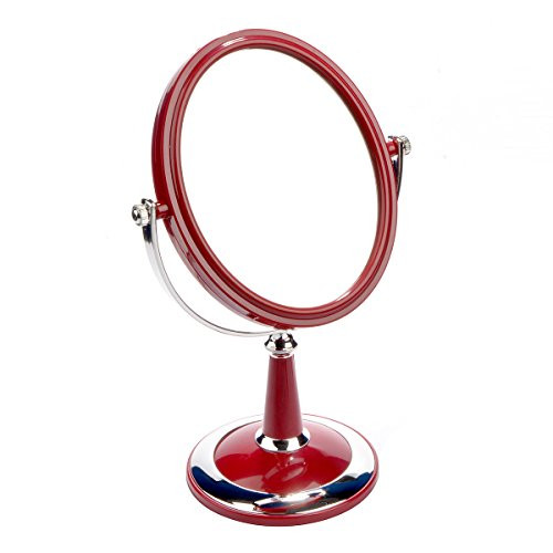 PENCK Dual Sided Cosmetic Vanity Makeup Mirror 3X Magnification Oval Shaped Tabletop Magnifying Mirror for Home Bedroom Bathroom Wonderful Gift for Valentines Day Birthday Dark Red