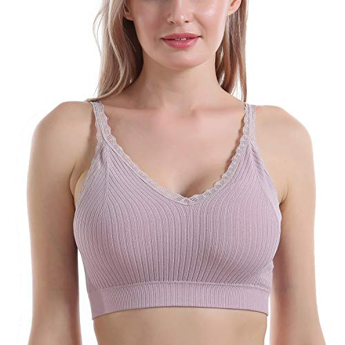 PRETTYWELL Bras for Women Wirefree Comfortable Seamless Sleep Sports Bras Comfort Evolution Stretchy Bras Cute Lace Bralette 660Purple