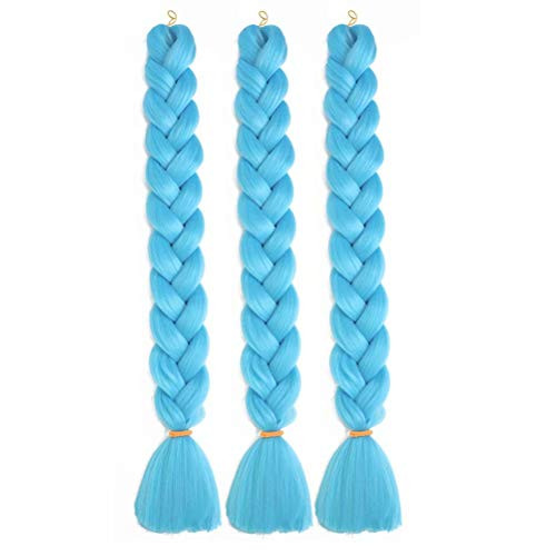 Jumbo Braiding Hair Light Blue Kanekalon Synthetic Hair Extension 41 Inch 3 Packs