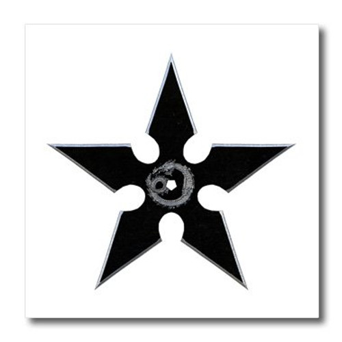3dRose 3D Rose a Black Shuriken with Dragon Art Iron on Heat Transfer, 10 x 10, White