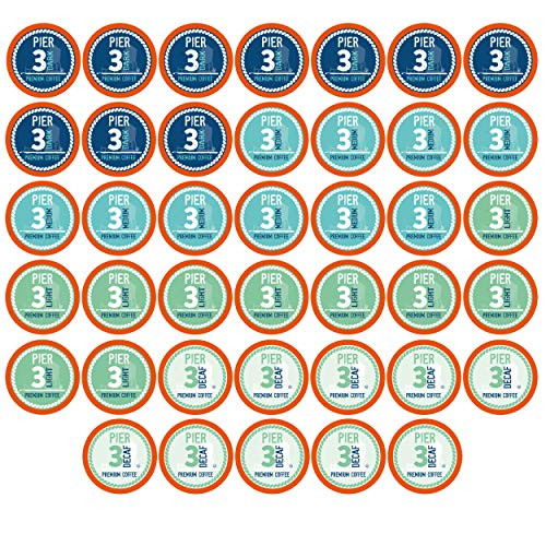 Pier 3 Coffee Pods Variety Pack, Compatible with 2.0 K-Cup Brewers, 40 Count