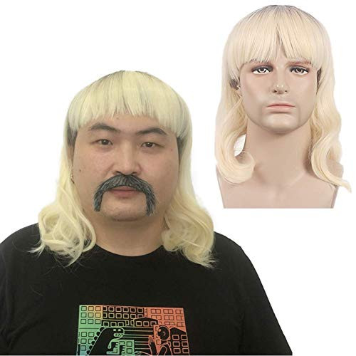 70S 80S Punk Short Wig Cosplay Tiger King Blonde Mullet Wig?Wigs for Men and Women Suitable for Festivals Such as Halloween or Theme Party