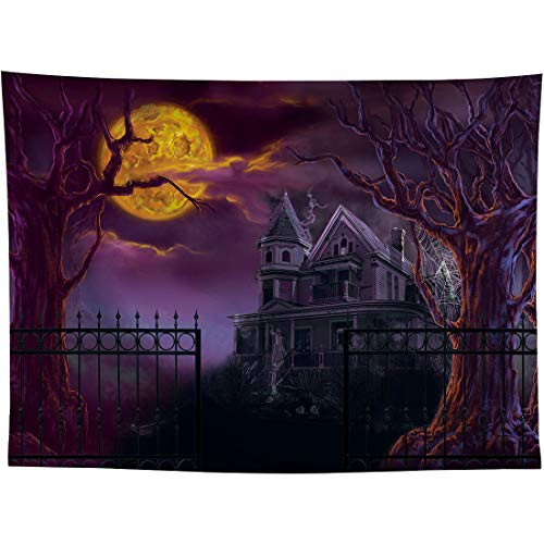 Allenjoy 8x6ft Scary Halloween Castle Backdrop for Newborn Portrait Photography Trick or Treat Birthday Party Supplies Decorations Banner Haunted House Baby Shower Photoshoot Background Studio Props