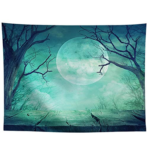 Allenjoy 10x8ft Halloween Backdrop Misty Creepy Forest Full Moon Photography Background for Children Kids Portrait Magic Witch Wizard Sorcerer Ghost Themed Party Decor Banner Photoshoot Booth Props