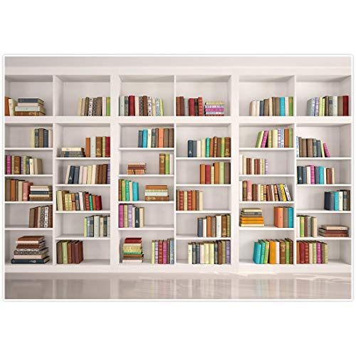 Allenjoy 7x5ft Bookshelf Backdrop Modern School Library Office Bookcase Photography Background for Online Class Graduation Decor Banner Teachers Students Portrait Photoshoot Studio Booth Props