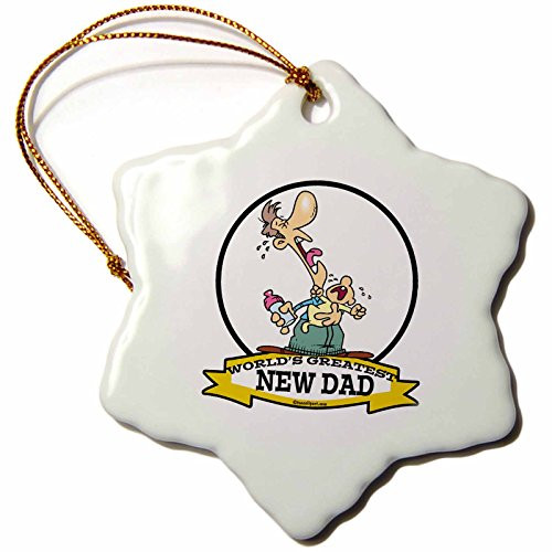 3dRose orn_103383_1 Funny Worlds Greatest New Dad Cartoon Snowflake Porcelain Ornament, 3-Inch 3dRose orn_103383_1 Funny Worlds Greatest New Dad Cartoon Snowflake Porcelain Ornament, 3-Inch