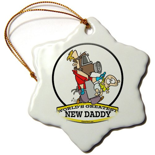 3dRose orn_103384_1 Funny Worlds Greatest New Daddy Men Cartoon-Snowflake Ornament, 3-Inch, Porcelain 3dRose orn_103384_1 Funny Worlds Greatest New Daddy Men Cartoon-Snowflake Ornament, 3-Inch, Porcelain