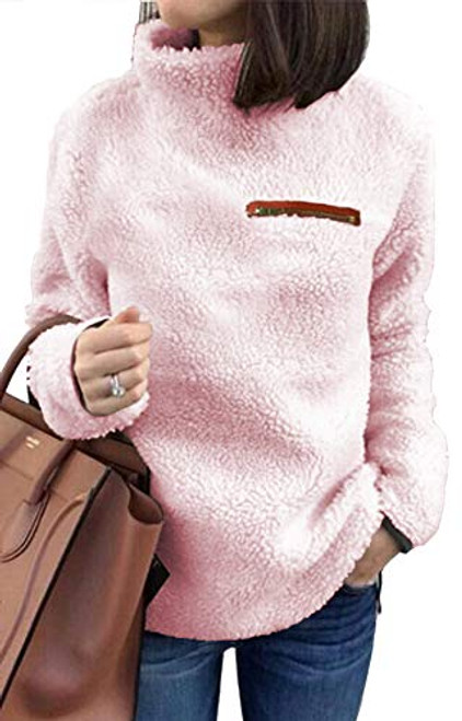 onlypuff Pink Sherpa Sweaters for Women Long Sleeve Tunic Tops Solid Color Casual Shirts M onlypuff Pink Sherpa Sweaters for Women Long Sleeve Tunic Tops Solid Color Casual Shirts M