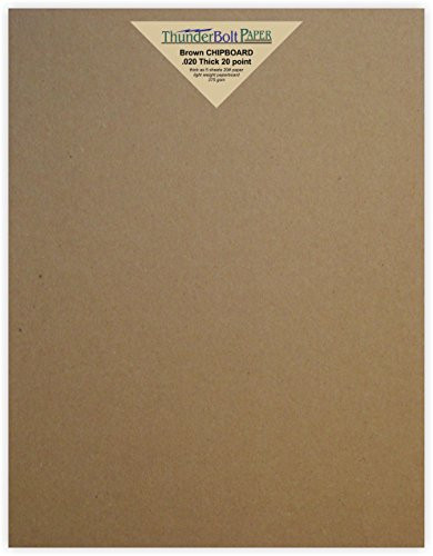 50 Sheets Chipboard 20pt (point) 8 X 10 Inches Light Weight Frame|Photo Size .020 Caliper Thick Cardboard Craft|Ship Brown Kraft Paper Board