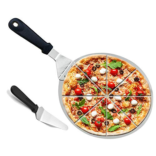 YUESUO Metal Pizza Peel Round Pizza Paddle 10 Inch Pizza Spatula Stainless Steel for Baking Bread and Homemade Pizza