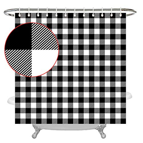 Wencal Buffalo Check Plaid Shower Curtain Farmhouse Bathroom Decor with Hooks Black White 72 x 72 Inches Wencal Buffalo Check Plaid Shower Curtain Farmhouse Bathroom Decor with Hooks Black White 72 x 72 Inches