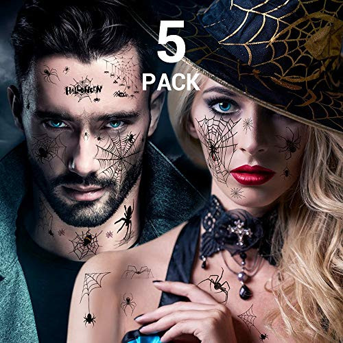 Spiders Temporary Tattoos Stickers 5 Packs Halloween Net Web Spider Face Sticker Kit Spider Fake Tattoo Stickers for Masquerade Party Favor Halloween Cosplay DIY Spiders Temporary Tattoos Stickers 5 Packs Halloween Net Web Spider Face Sticker Kit Spider Fake Tattoo Stickers for Masquerade Party Favor Halloween Cosplay DIY
