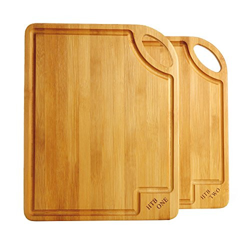 2 PCS Bamboo Cutting Board Set, Gift Box Chopping Board For Food Prep, Meat, Vegetables, Bread, Crackers & Cheese By HTB