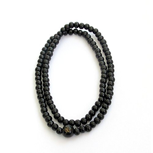 OVALBUY Small 108 Black Wood Beads Tibetan Buddhist Prayer Japa Mala