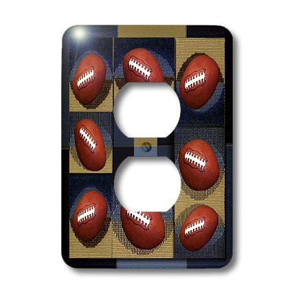 3dRose lsp_34402_6 Two Plug Outlet Cover with Football, Blue and Tan Design