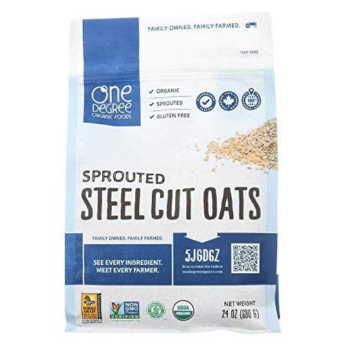 ONE DEGREE ORGANIC FOODS Sprtd Oats Og2 Steel Cut Size 24 OZ Gluten Free Vegan 95 Organic  SET OF 4