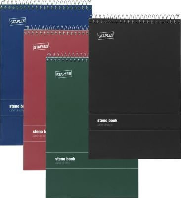 Staples Green Paper Steno Pads, Gregg Ruled, 6" x 9", 12/Pack