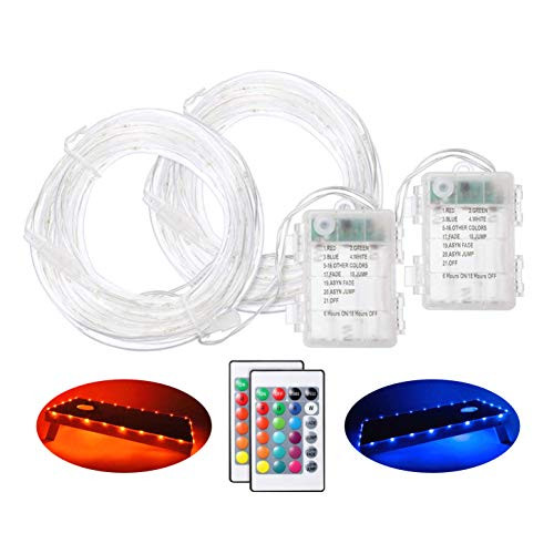 LED Cornhole Lights Remote Control Cornhole Board Edge LED Lights 16 Color Change by Yourself Great Addition for Playing Bean Bag Toss Cornhole Game at Family Backyard at Night Waterproof 2 Set