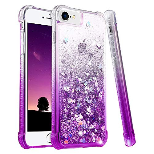 Ruky iPhone 6 6S 7 8 Case iPhone SE 2020 Case Gradient Quicksand Series Glitter Bling Flowing Liquid Floating TPU Bumper Cushion Girls Women Case for iPhone 6/6s/7/8/SE 2020 4 7  Gradient Purple