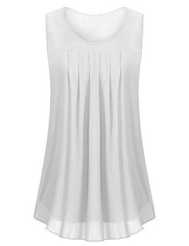 Loose Tank Tops for WomenCucuchy Plain Tunics Swing Casual Tanks Crew Neck Chiffon Blouses Womens Work Tops Plus Size Business Shirt Professional Oversized Blouses for Leggings White XXLarge