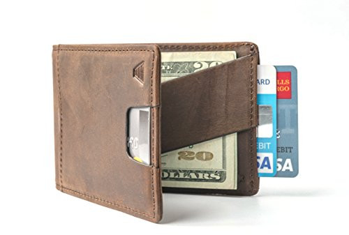 Andar Leather Slim RFID Blocking Minimalist Bifold Wallet with Money Clip made of Full Grain Leather  The Ranger Dark Brown