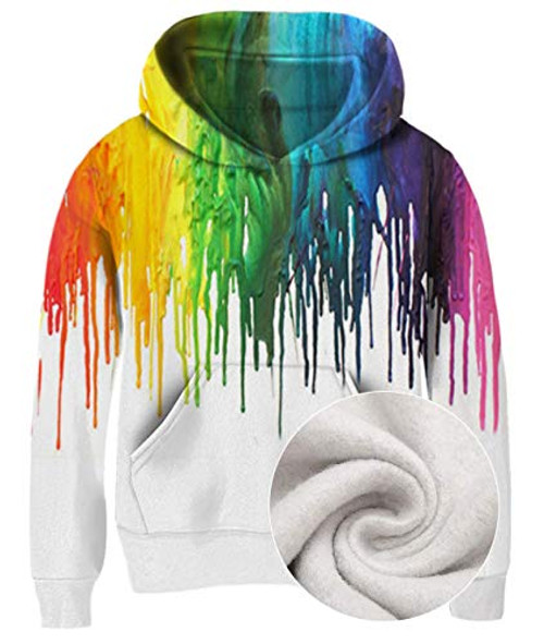 Idgreatim Juniors Tie Dye Hoodies 3D Painting Printed Hooded Jacket Tops Teen Boys Pullover Sweatshirts With Pocket 810 Years