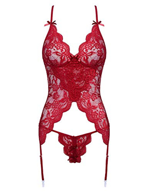 wearella Boudoir Lingerie Women Lingerie Set Lace Teddy Babydoll Bodysuit Chemise Nightwear XL Dark Red wearella Boudoir Lingerie Women Lingerie Set Lace Teddy Babydoll Bodysuit Chemise Nightwear XL Dark Red