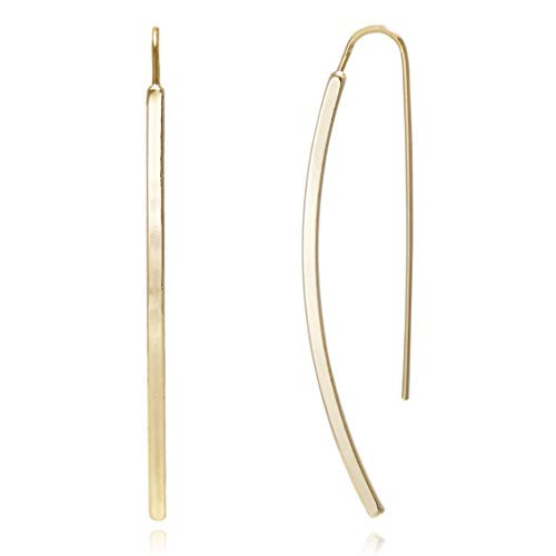 Long Curved  Linear Metal Bar Drop Threader Earrings for Women