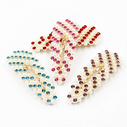 4 Pieces Crystal Pearl Hair Clips Artificial Pearl Hair Barrettes Elegant Gold Hairpins for Women and Girls Bridal Hair Decoration