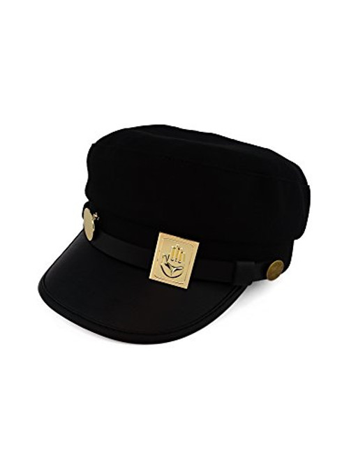 CrazyCatCos Kujo Jotaro Hat JoJo s Bizarre Adventure Cosplay Metal Badge Cap Black